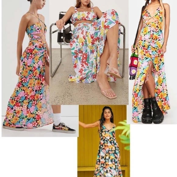 ASOS DESIGN Maxi Slip Dress With Plait Belt In 70s Floral Print Size 4 - Picture 7 of 13